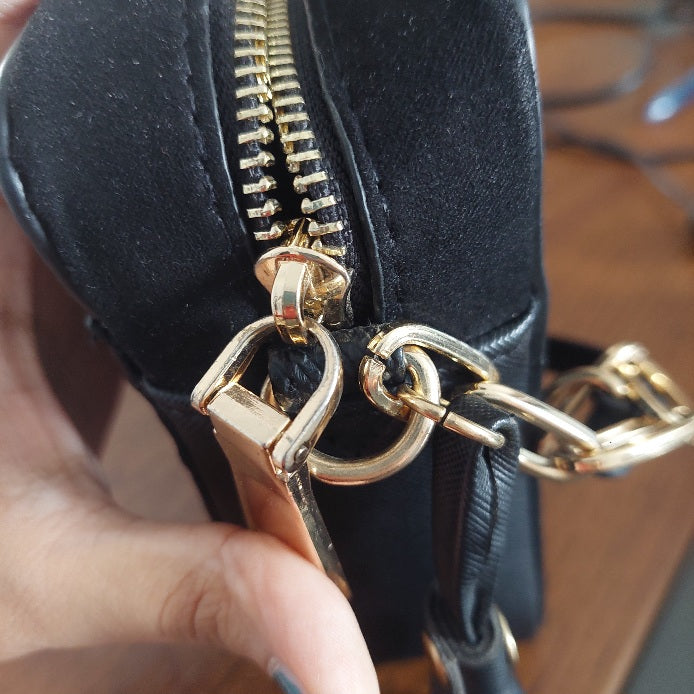 River Island Black Embossed Monogram Crossbody Bag | Pre Loved |