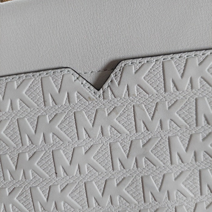 Michael Kors White Vegan Leather Rose Medium Shoulder Chain Crossbody Bag | Gently Used |