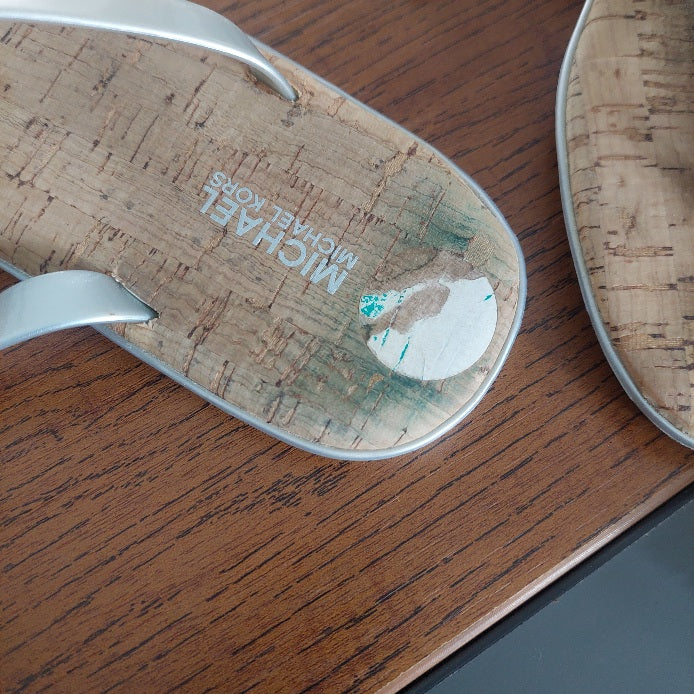 Michael Kors Silver Charm Jelly Cork Summer Sandals | Pre Loved |