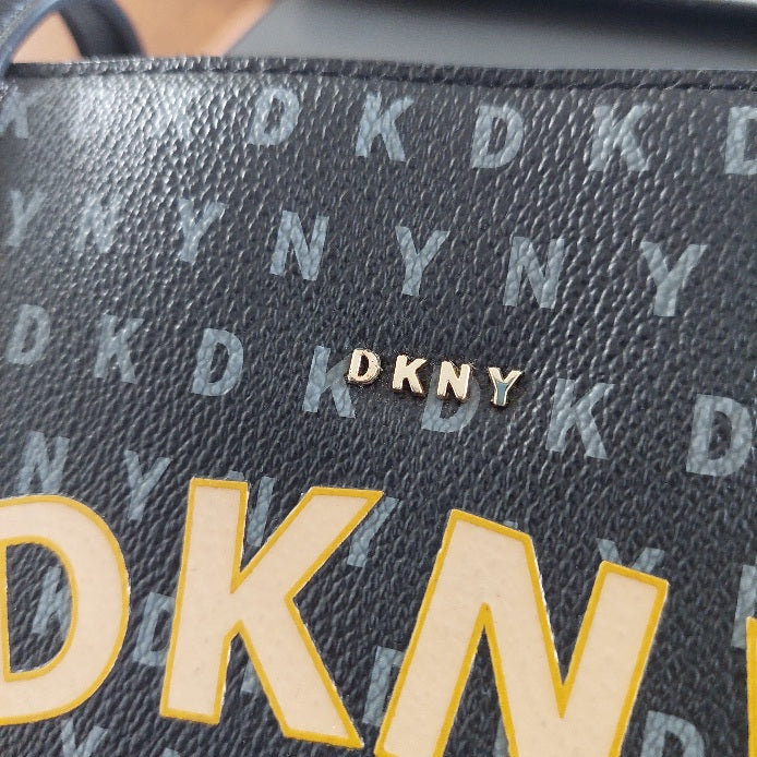 DKNY Black Medium Monogram Print Tote Bag | Gently Used |