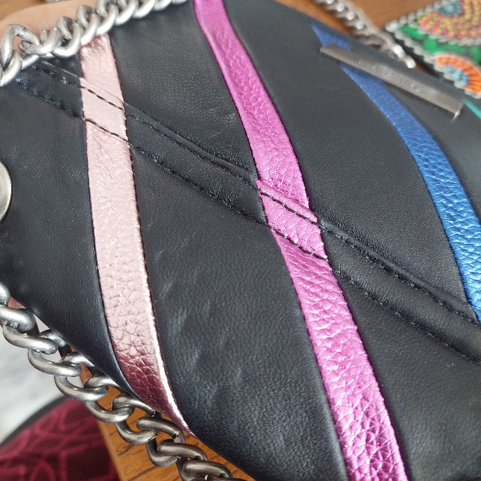 Kurt Geiger Black Leather Mini Kensington Rainbow Bag | Pre Loved |