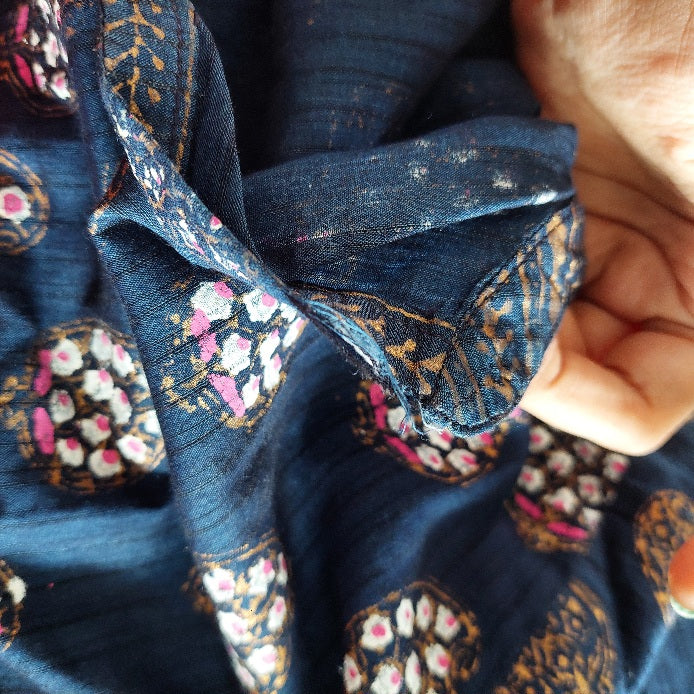 Blocked Navy Kairi Printed Kurta | Pre Loved |