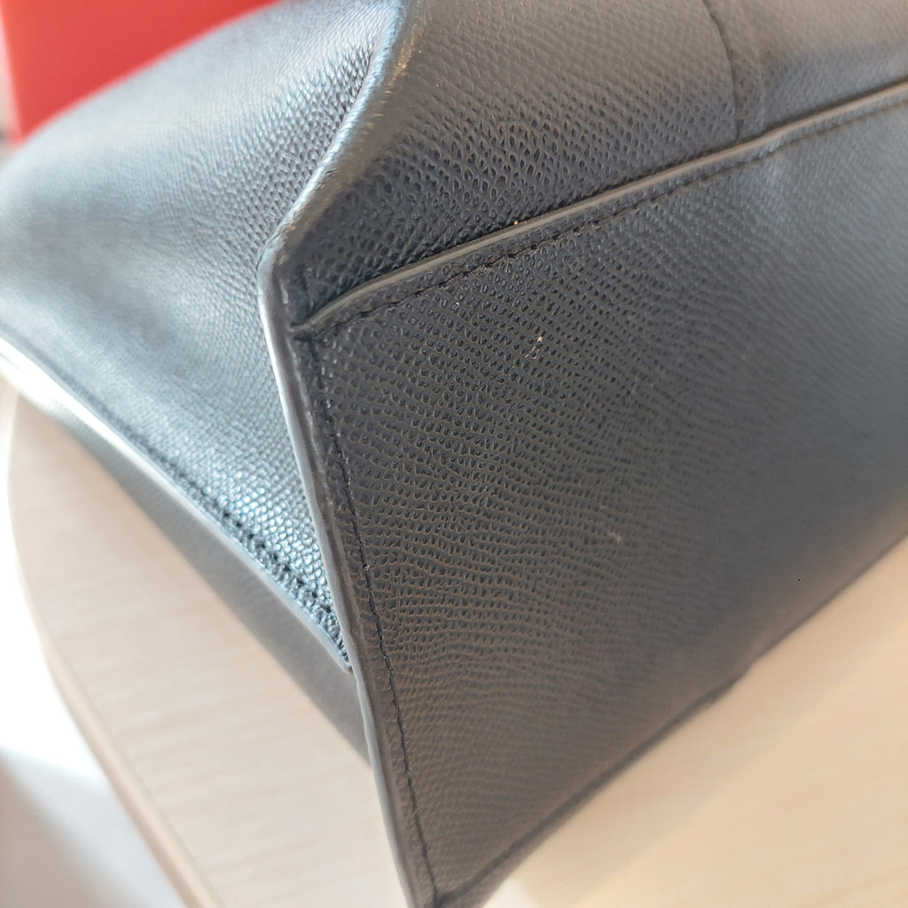 Furla Vittoria Nero Black Leather Medium Tote Bag | Pre Loved |