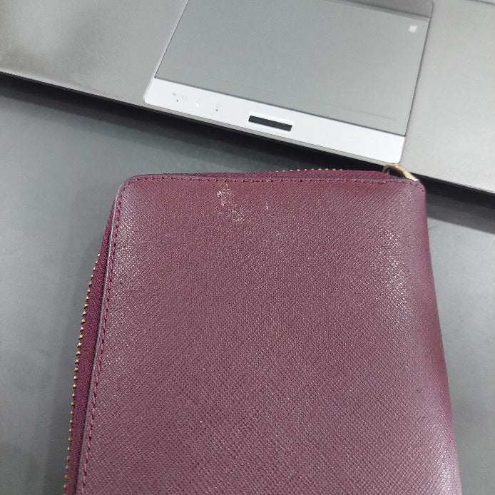 Tory Burch Burgundy Leather Zip-Around Wallet | Pre Loved |