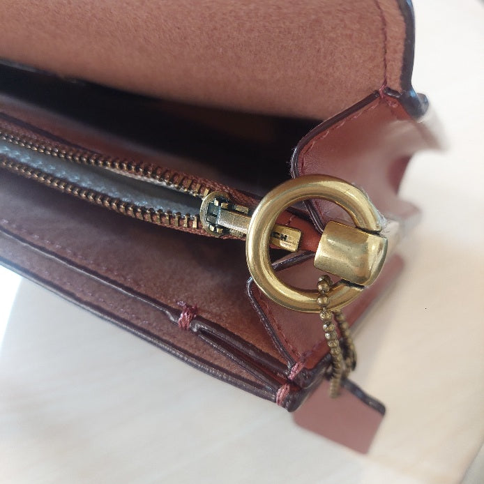 Coach Tan & Rust Monogrammed Tabby Shoulder Handbag | Like New |