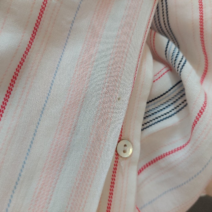 Stradivarius White, Pink & Blue Striped Collared Shirt | Pre Loved |