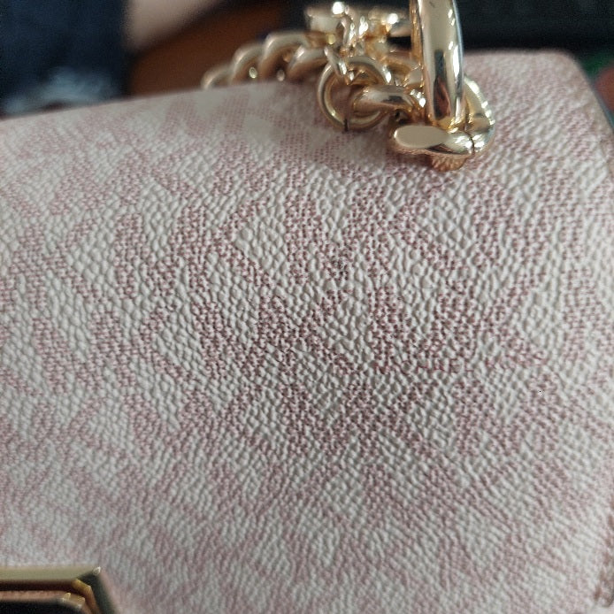 Michael Kors Ballet Pink Leatherette & Canvas Monogram Lita Crossbody Bag | Gently Used |