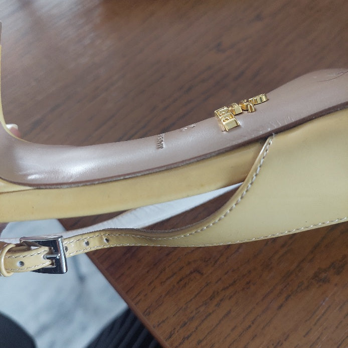 Prada Beige Patent Leather Pointed Kitten Heels | Pre Loved |
