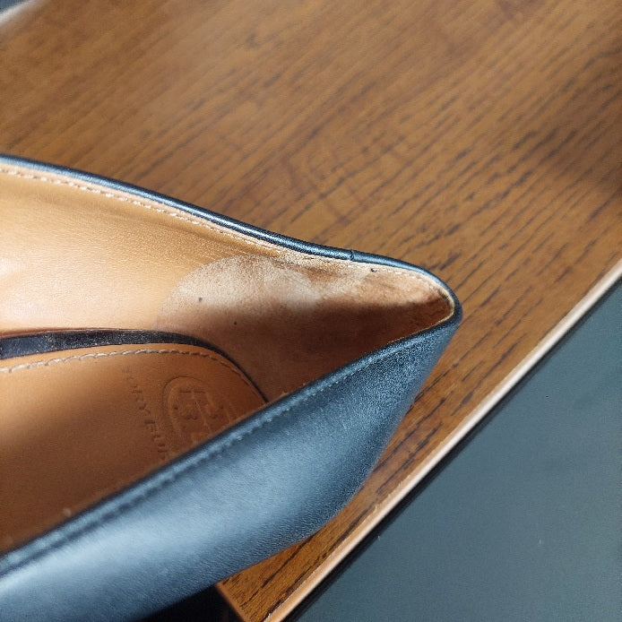 Tory Burch Black Leather Everly Cap Toe Wedges | Gently Used |
