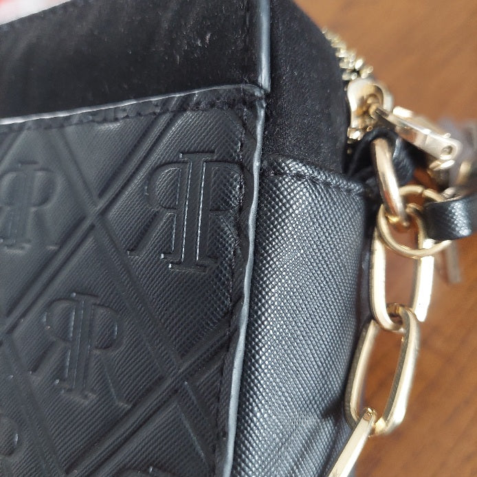 River Island Black Embossed Monogram Crossbody Bag | Pre Loved |