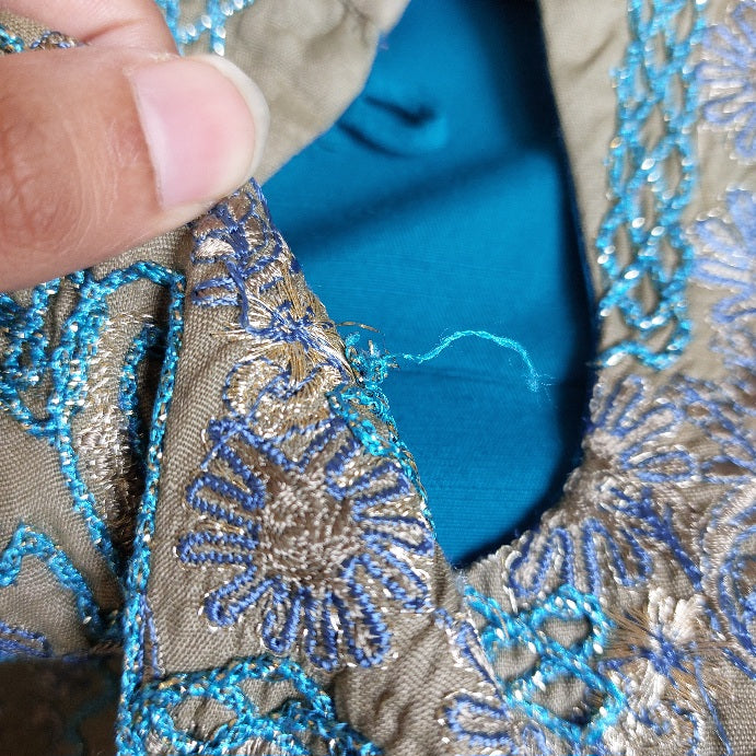 Sana Safinaz Blue & Beige Embroidered Kurta | Pre Loved |