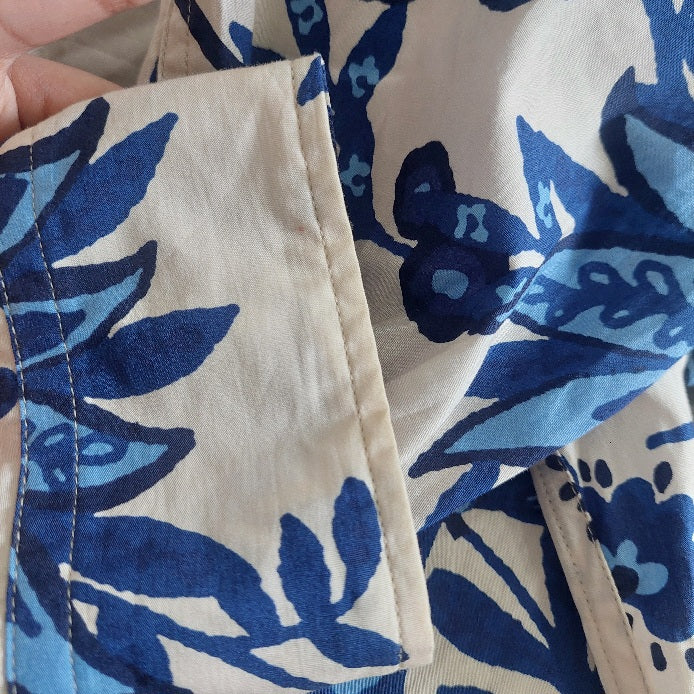 ZARA Cream & Blue Floral Printed Top | Pre Loved |