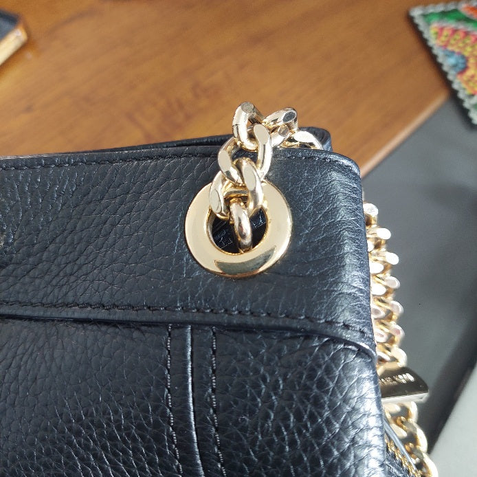 Michael Kors Black Pebbled Leather Jet Set Chain Shoulder Bag | Pre Loved |