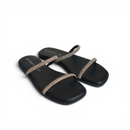 Gianni Binni Black Rhinestone Sandals | Like New |