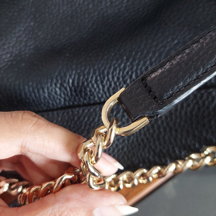 Michael Kors Black Pebbled Leather Jet Set Chain Shoulder Bag | Pre Loved |