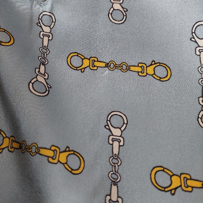 Zara Light Blue Hook Printed Satin Top | Gently Used |
