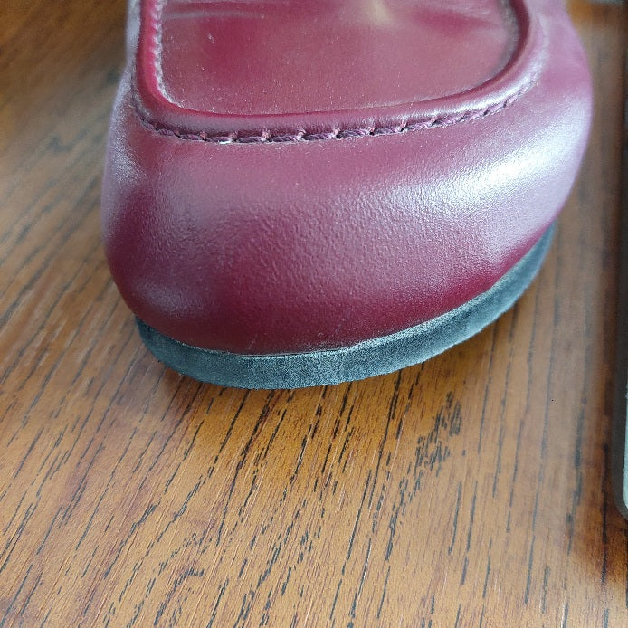 JW Anderson Maroon Chain Loafer Leather Mules | Pre Loved |