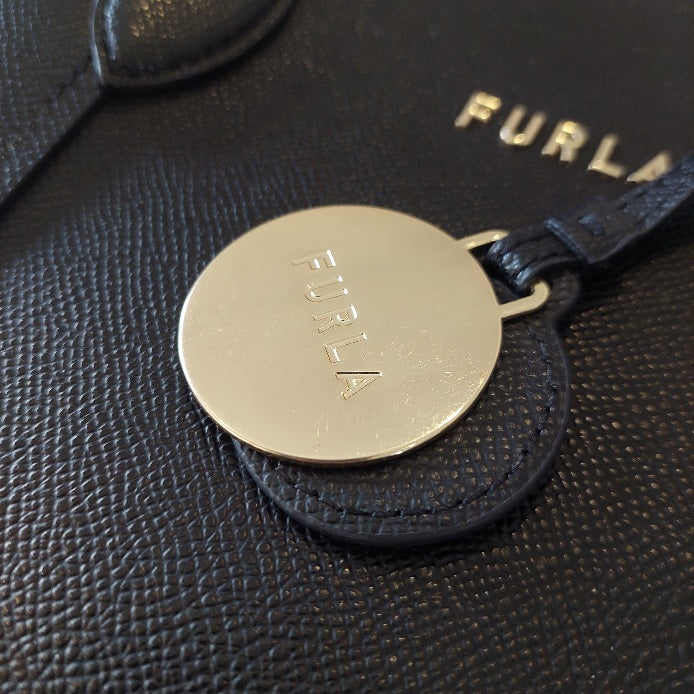 Furla Vittoria Nero Black Leather Medium Tote Bag | Pre Loved |