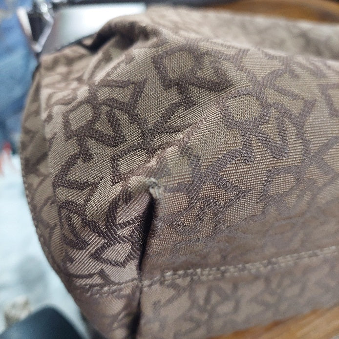 DKNY Monogram Canvas Leather Trim Hobo Bag | Gently Used |