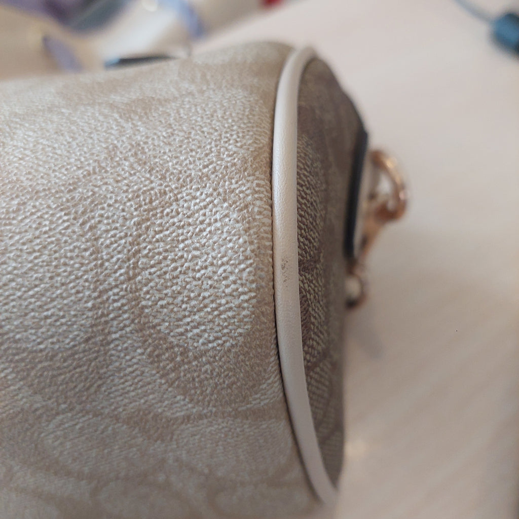 Coach Beige Signature Canvas Mini Rowan Crossbody Bag | Pre Loved |