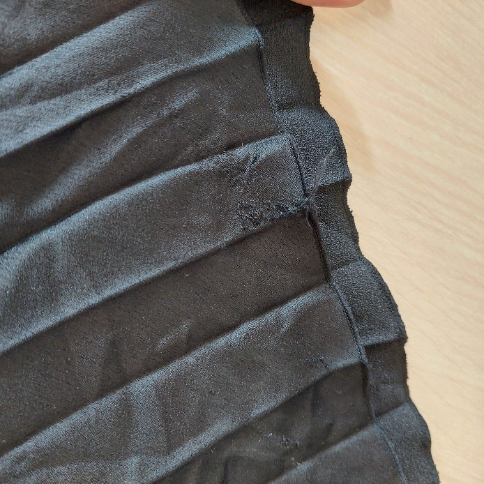 H&M Black Pleated Satin Midi Skirt | Gently Used |
