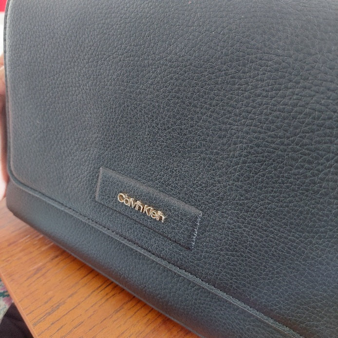 Calvin Klein Black Dressed EW Leatherette Crossbody Bag | Pre Loved |