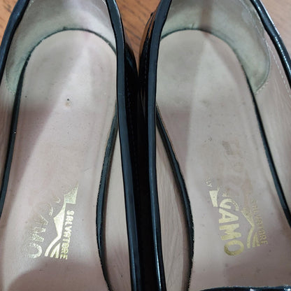 Salvatore Ferragamo Black Patent Leather Loafers | Pre Loved |
