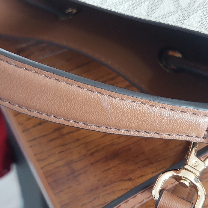 Michael Kors Brown & White Mercer Small Logo Bucket Bag | Gently Used |