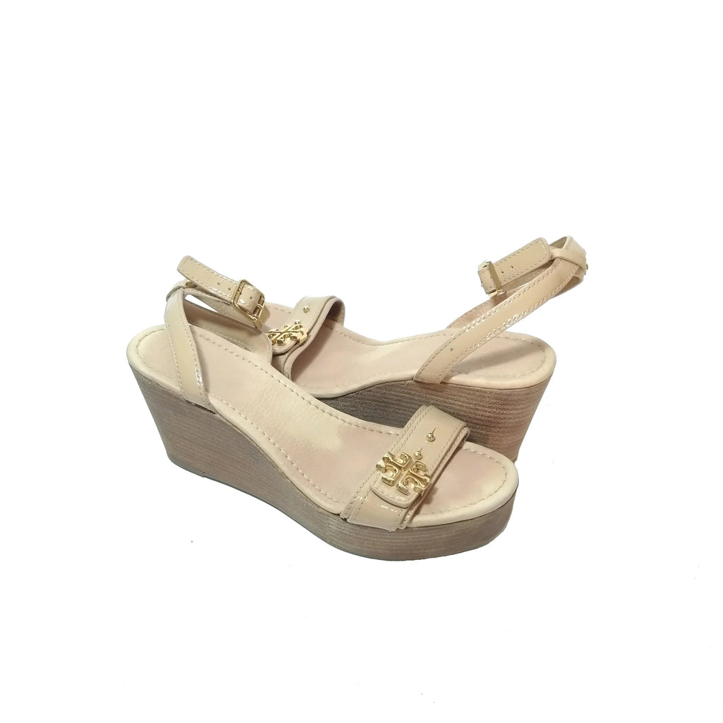 Tory Burch Beige Patent Wedges