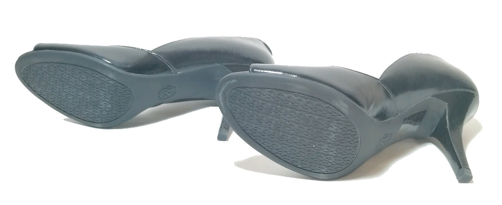Michael Kors Nathalie Black Patent Leather Peep Toe Pumps 