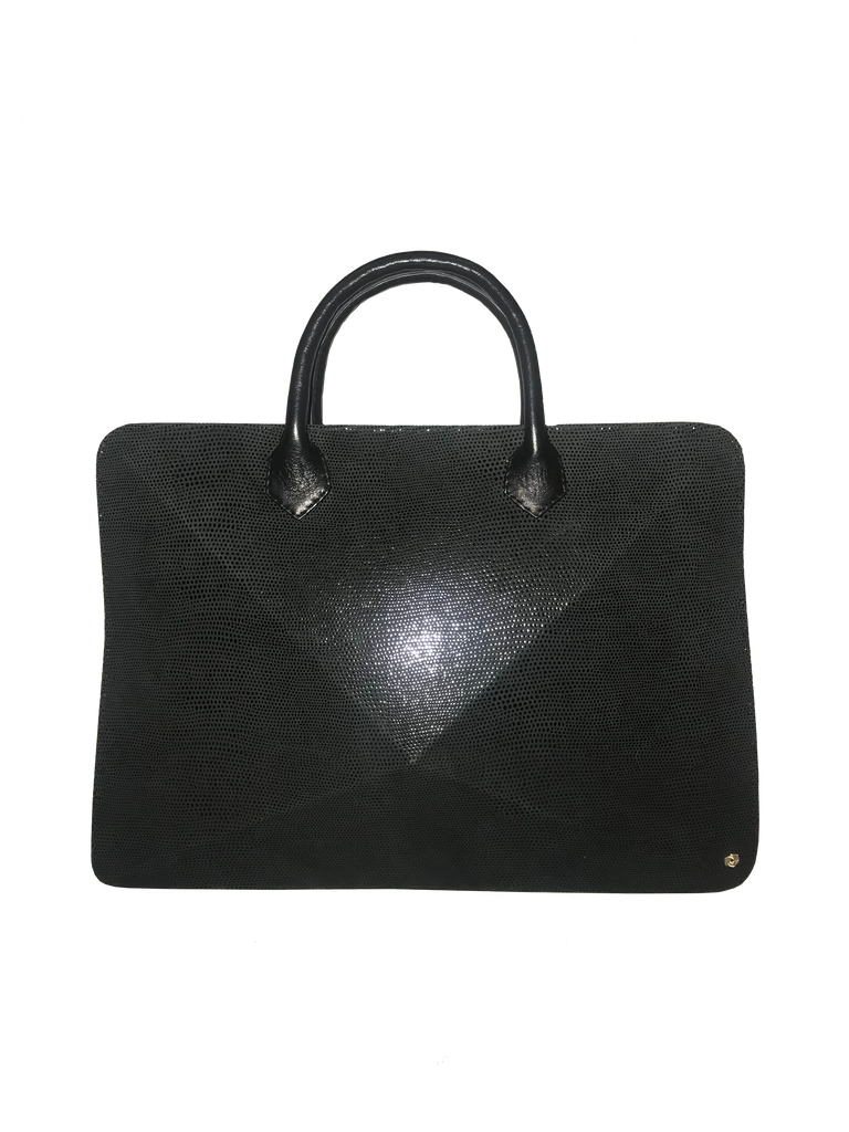 Warp Lizard Texture Foil Stamped Leather Laptop Bag | Sample |