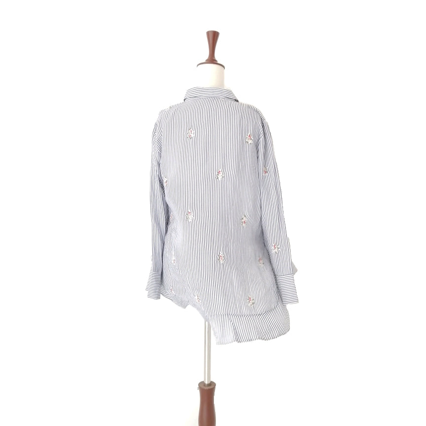 ZARA Printed Striped Embroidered Shirt | Gently Used |