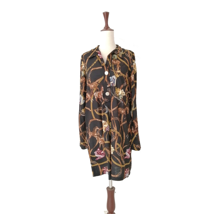 ZARA Black Chain & Floral Printed Tunic | Gently Used |