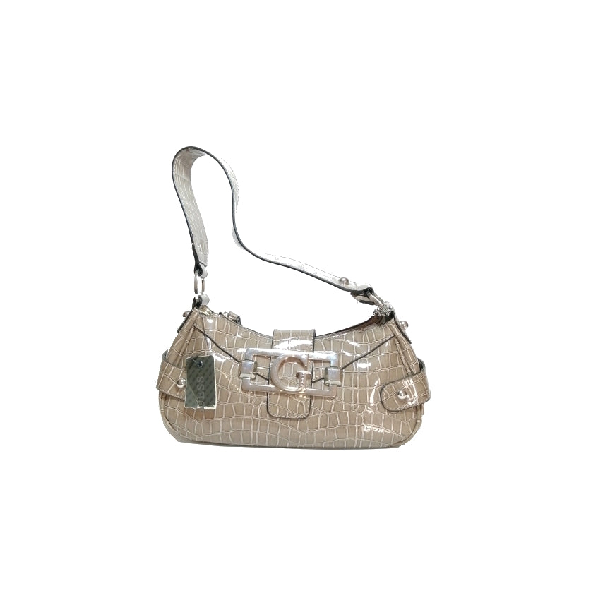 Guess Greige Croc Print Shoulder Bag | Brand New |