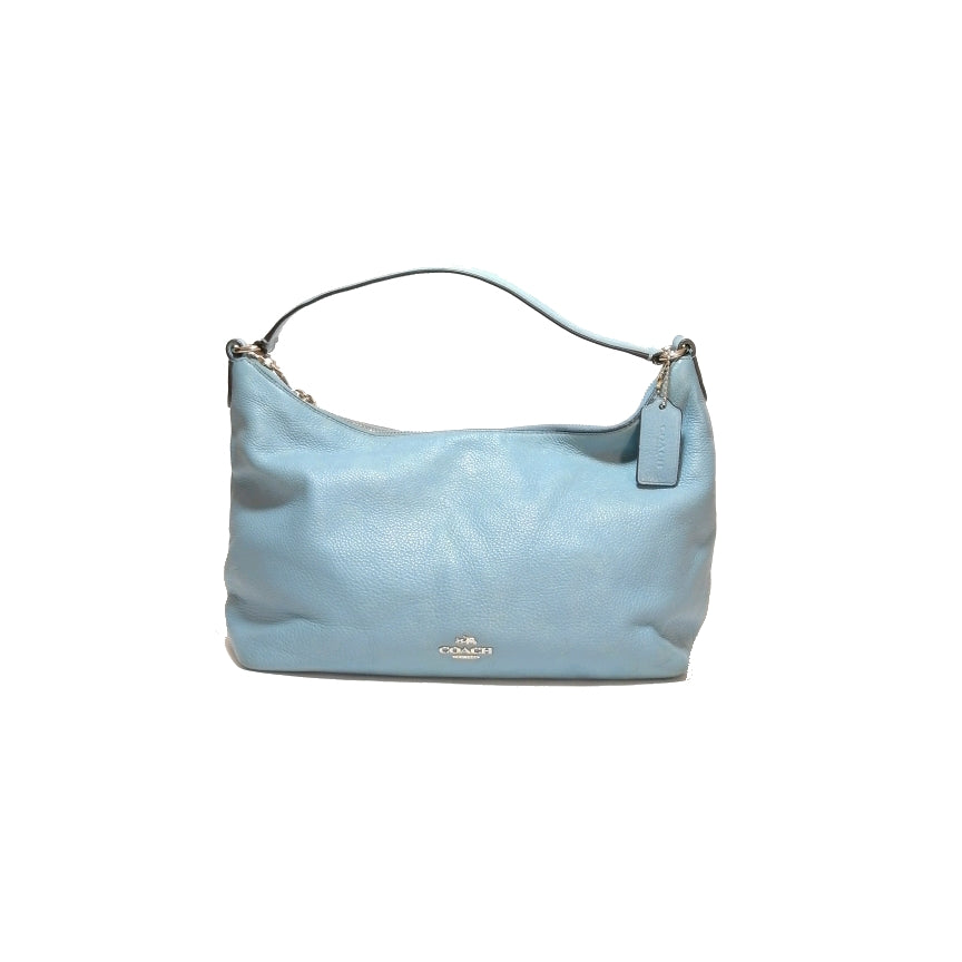 Coach Light Blue Pebbled Leather Shoulder Bag | Pre Loved |