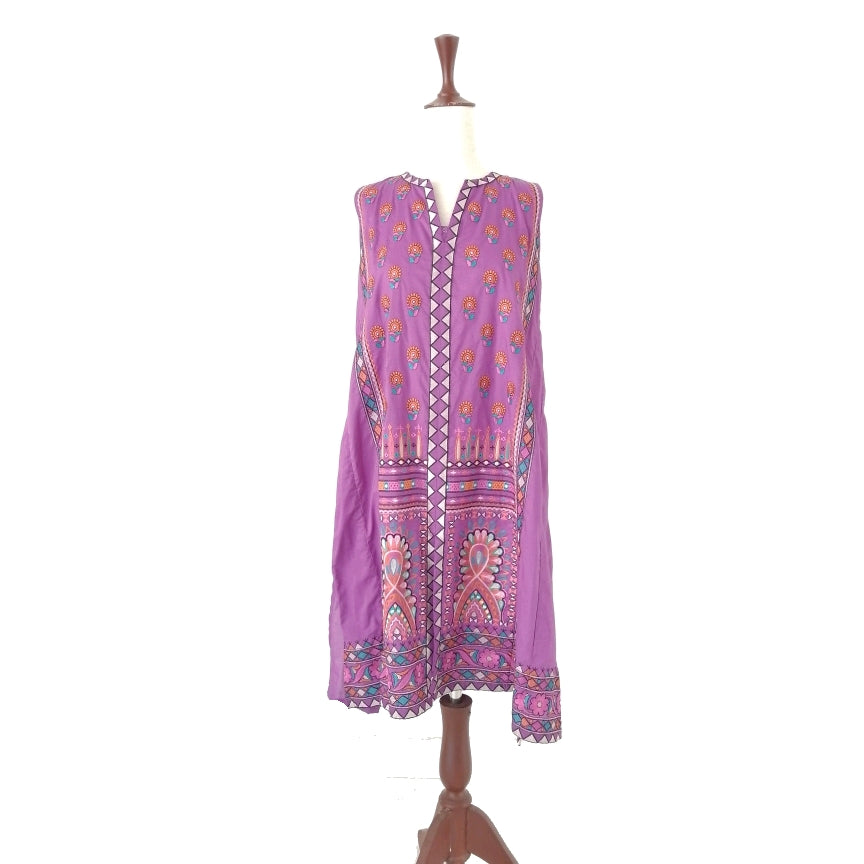 Khaadi Purple Sleeveless Embroidered Kurta | Brand New |