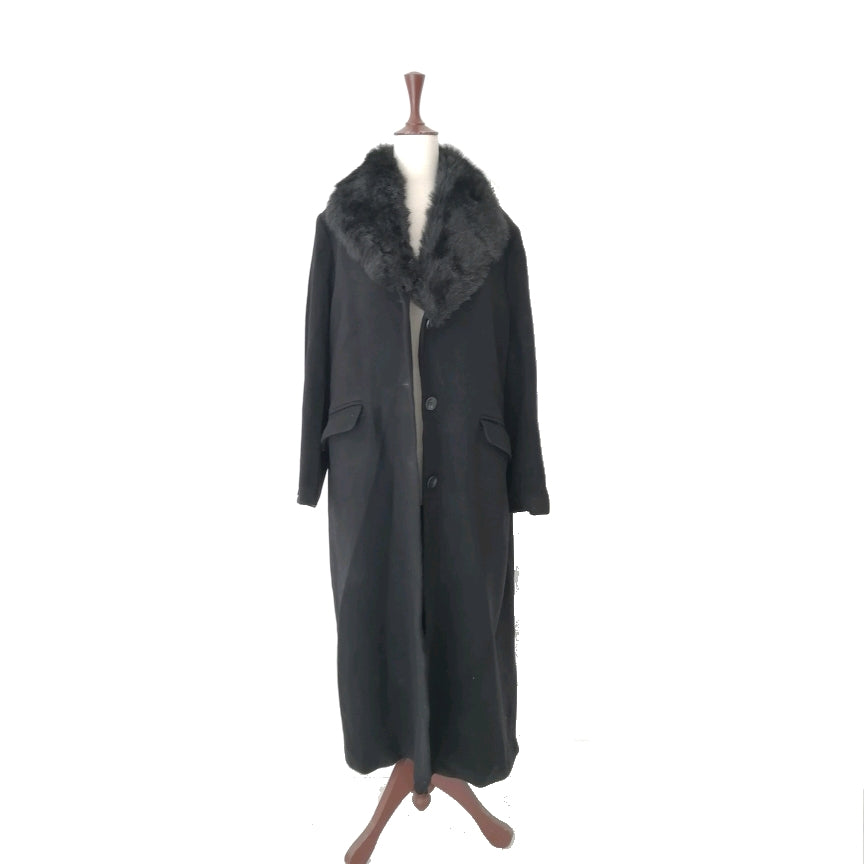 Marks & Spencer Black Fur Neckline Coat | Gently Used |