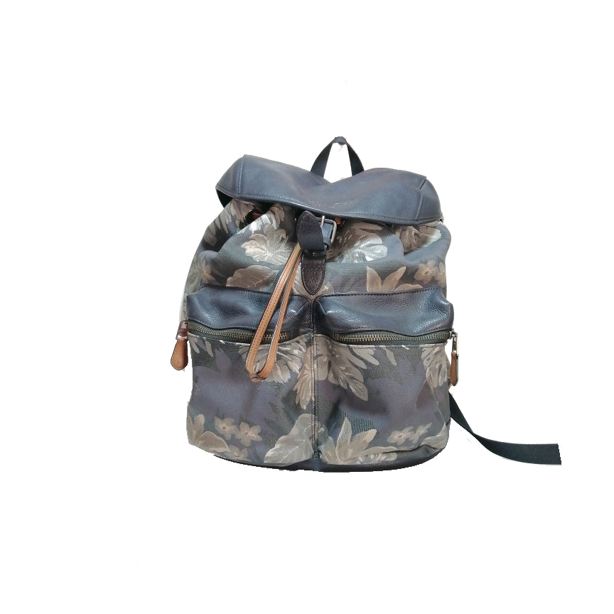 Coach Coated Canvas & Leather Navy Floral Backpack | Gently Used |