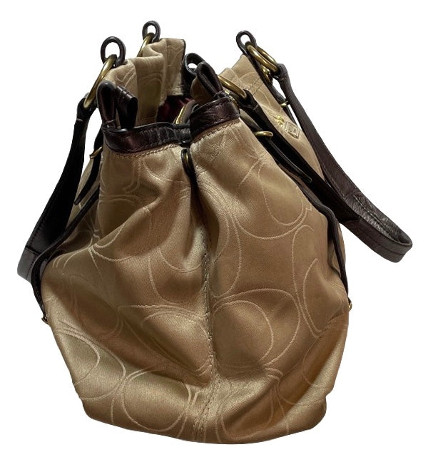 Coach Beige & Bronze Monogram Shoulder Bag | Pre Loved |