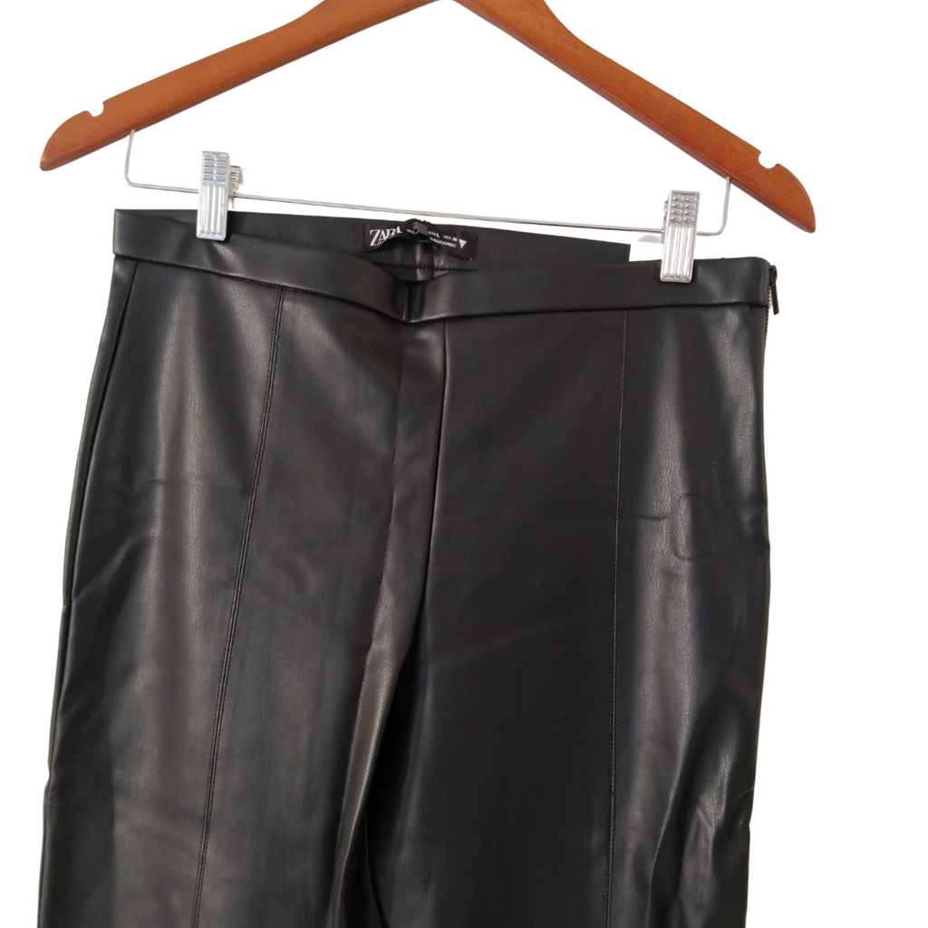 ZARA Black Faux Leather High Rise Legging Pants | Brand New |