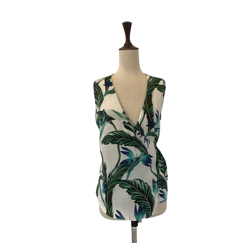 ZARA Green & White Printed Crossover Top | Brand New |