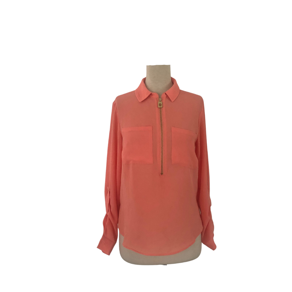 Michael Kors Peach Front Zip Top | Pre Loved |