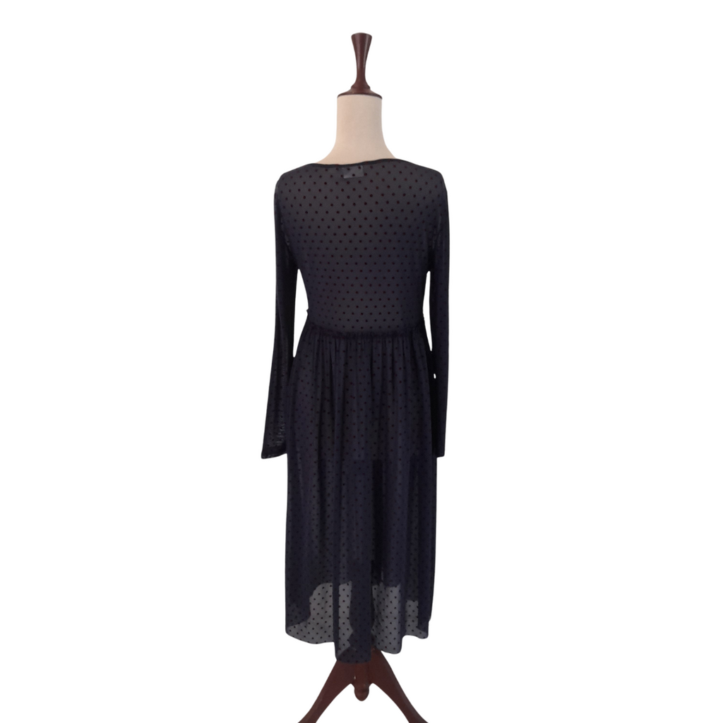 Villa Navy and Red Polka Dot Sheer Dress | Gently Used |