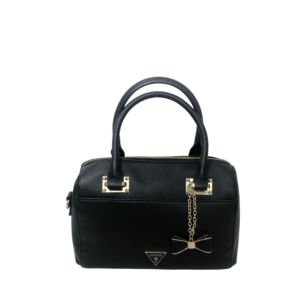 Guess Black Tote with Hanging Bow | Gently Used |