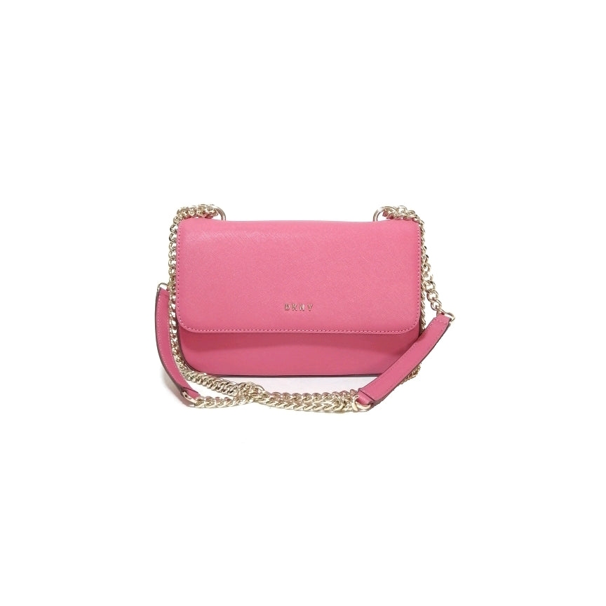 DKNY Pink Textured Leather Flap Shoulder Bag | Like New |