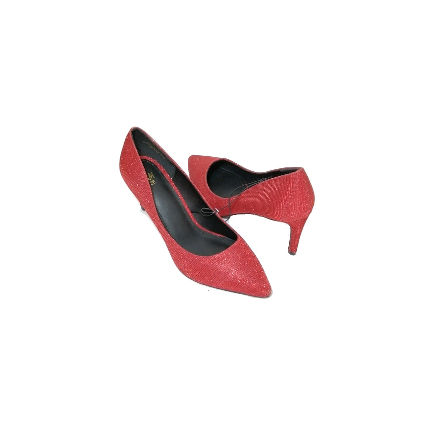 H&M Red Shimmery Pointed Pumps | Brand New |