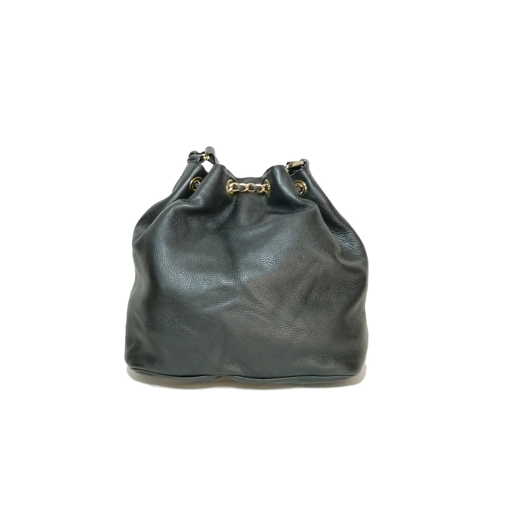 Michael Kors Black Leather Drawstring Shoulder Bag