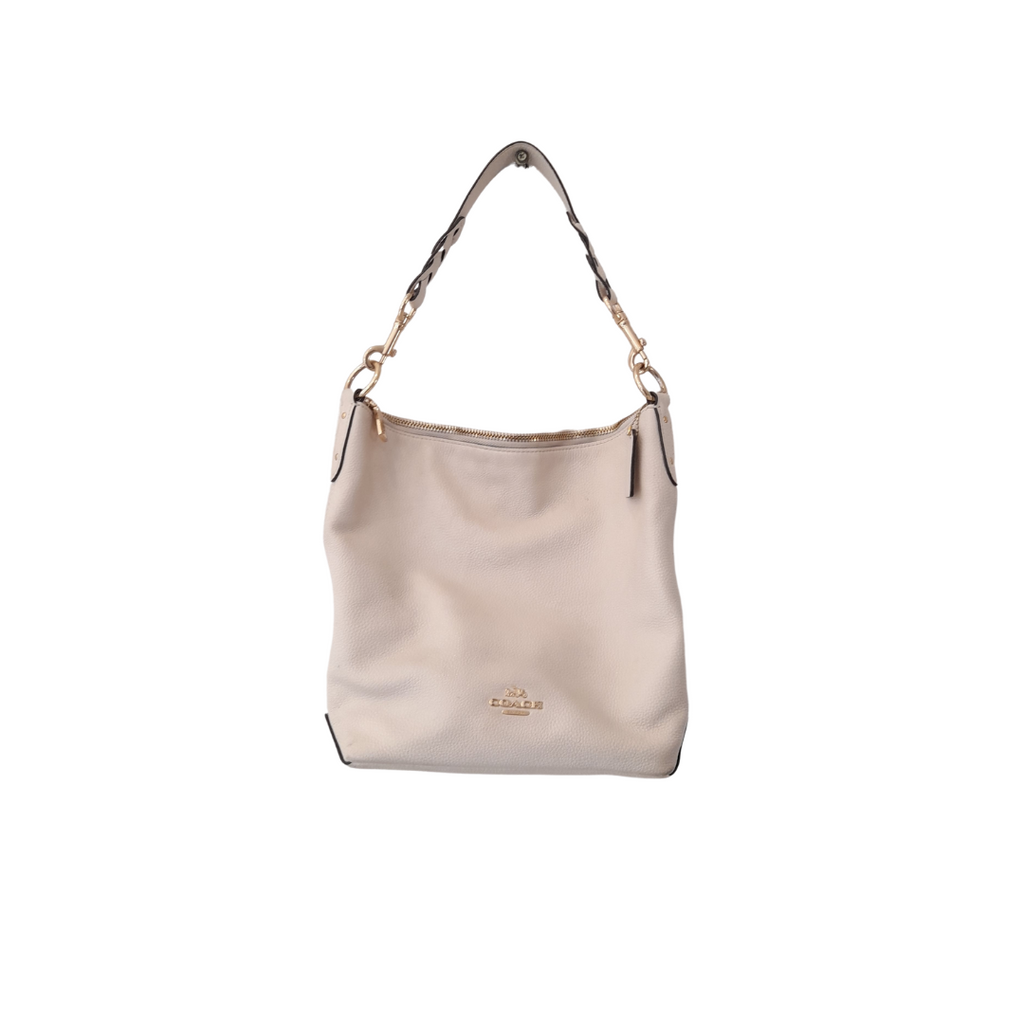 Coach White Pebbled Leather Abby Duffle Shoulder Bag | Pre Loved |