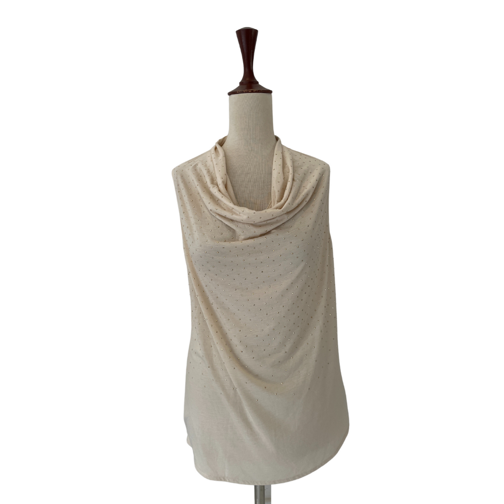 Max Cream Cowl Neck Studded Top | Gently Used |