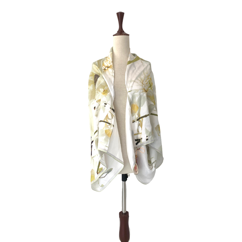 Ted Baker White Silk Printed Cape Scarf | Brand New |